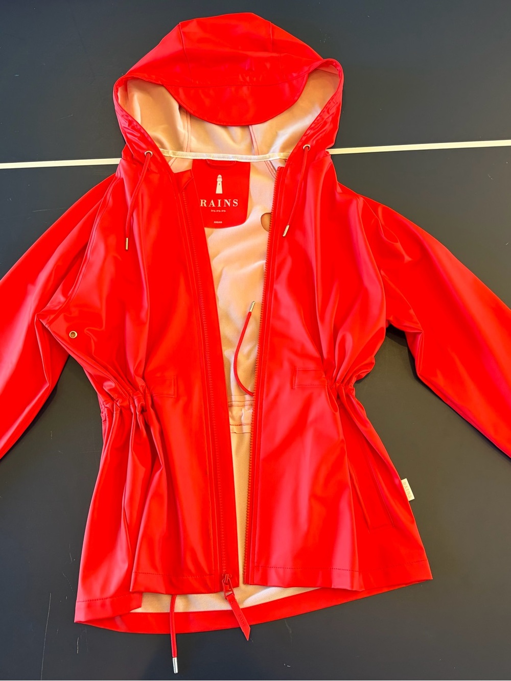 Rains String W Jacket in Retired Fire Red Colorway XXS / XS